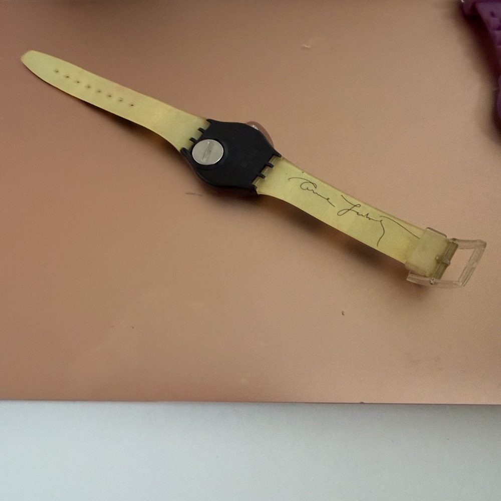 1996 Olympics Annie Liebowitz Swatch Black & Cream Sports Graphic Analog Watch - Picture 7 of 10